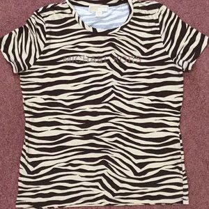 Michael Kors embellished Brown Zebra print tshirt